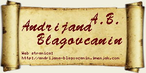 Andrijana Blagovčanin vizit kartica